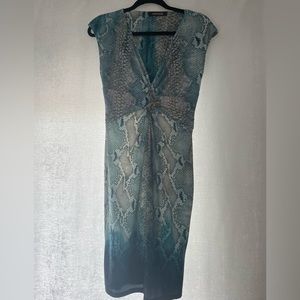 Robero Cavalli turquoise snake skin print dress in like new condition.